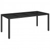 Mesa de jardín superficie de vidrio ratán PE negro 190x90x75 cm 2