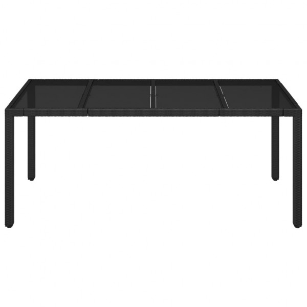 Mesa de jardín superficie de vidrio ratán PE negro 190x90x75 cm M 3