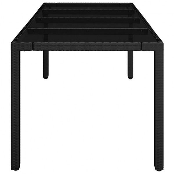 Mesa de jardim com tampo de vidro 190x90x75 cm vime PE preto M 4
