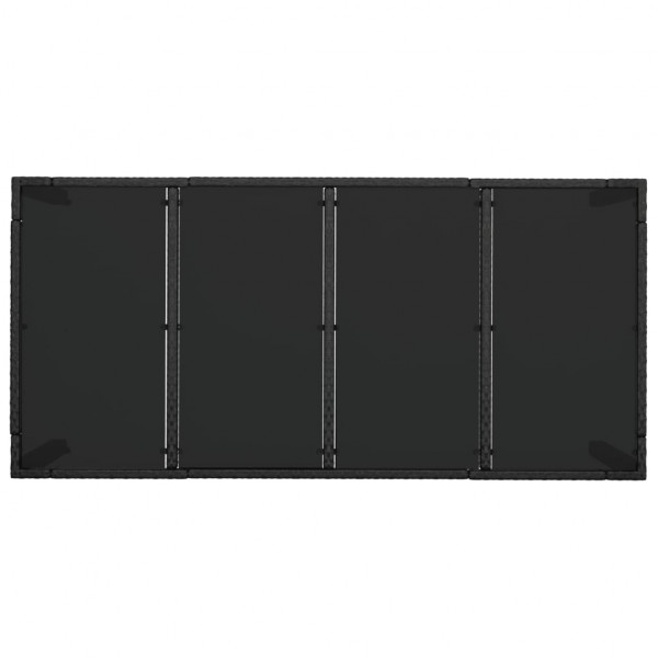 Mesa de jardim com tampo de vidro 190x90x75 cm vime PE preto M 5