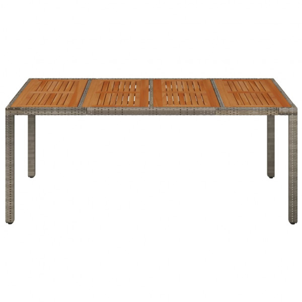 Mesa de jardín superficie de madera ratán PE gris 190x90x75 cm M 3
