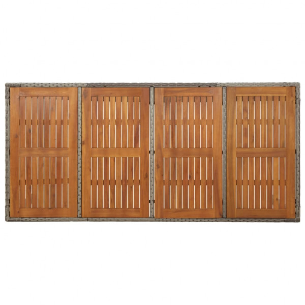 Mesa de jardín superficie de madera ratán PE gris 190x90x75 cm M 5