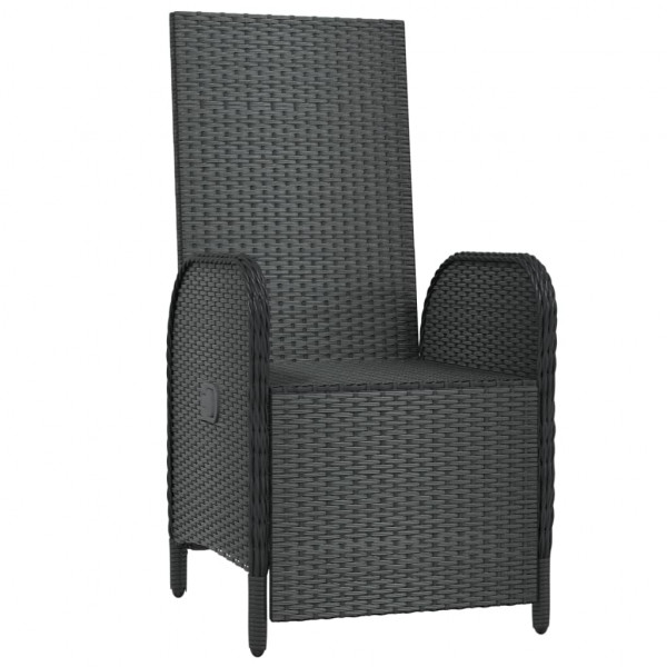 Poltronas reclináveis exterior c/ almofadões 2pcs vime PE preto M 4