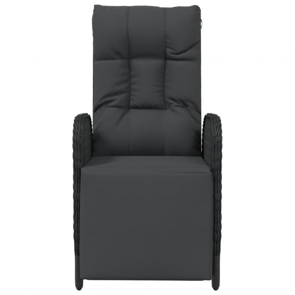Poltronas reclináveis exterior c/ almofadões 2pcs vime PE preto M 5