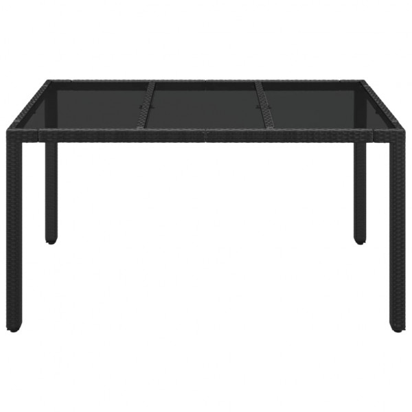 Mesa de jardín superficie de vidrio ratán PE negro 150x90x75 cm M 3