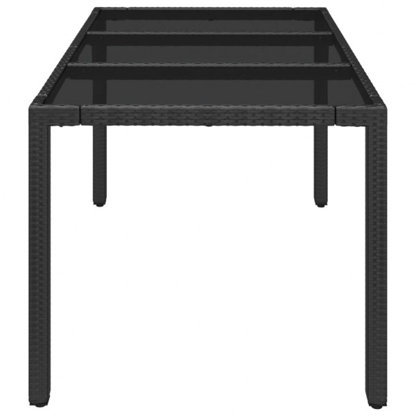 Mesa de jardim com tampo de vidro 150x90x75 cm vime PE preto M 4