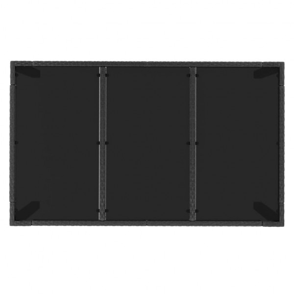 Mesa de jardín superficie de vidrio ratán PE negro 150x90x75 cm M 5