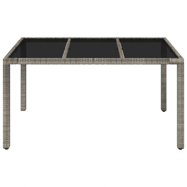 Mesa de jardín superficie de vidrio ratán PE gris 150x90x75 cm M 3