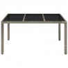 Mesa de jardín superficie de vidrio ratán PE gris 150x90x75 cm 3