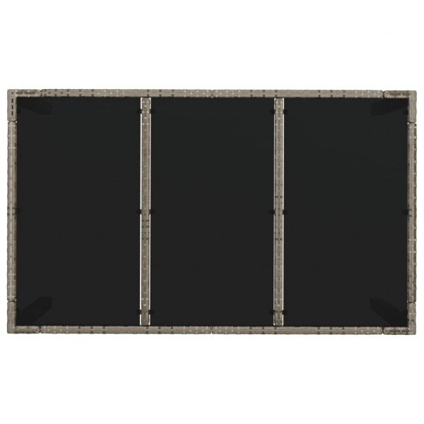 Mesa de jardín superficie de vidrio ratán PE gris 150x90x75 cm M 5