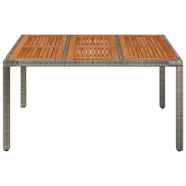 Mesa de jardim com tampo de madeira 150x90x75 cm vime PE cinza M 3