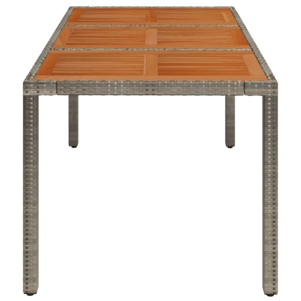 Mesa de jardín superficie de madera ratán PE gris 150x90x75 cm M 4
