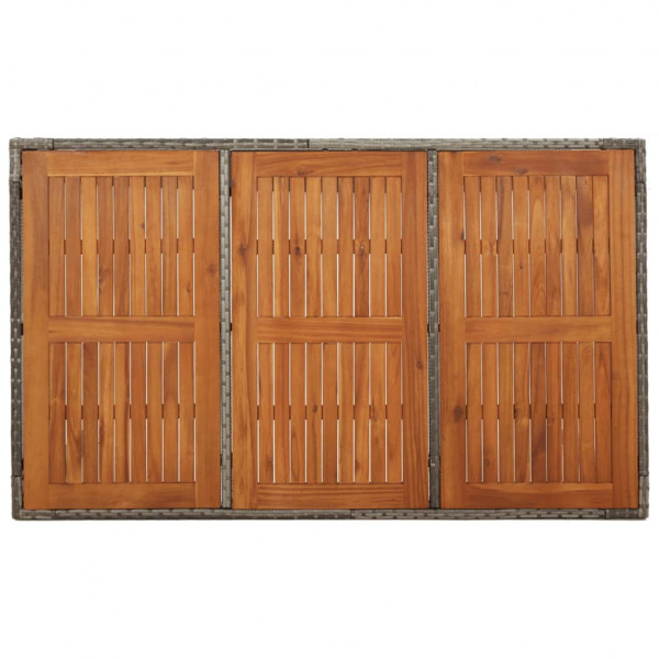 Mesa de jardín superficie de madera ratán PE gris 150x90x75 cm M 5