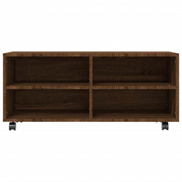 Mueble TV ruedas madera contrachapada roble marrón 90x35x35 cm M 4