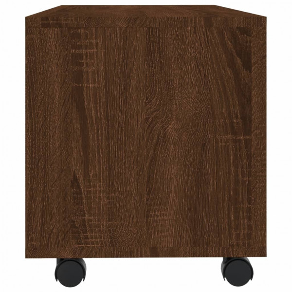Mueble TV ruedas madera contrachapada roble marrón 90x35x35 cm M 5