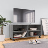 Mueble de TV con ruedas madera contrachapada gris 90x35x35 cm 1