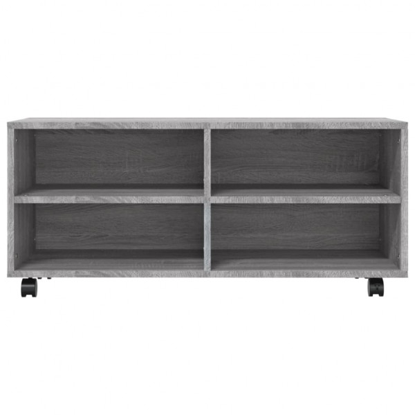 Mueble de TV con ruedas madera contrachapada gris 90x35x35 cm M 4