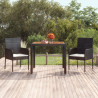 Mesa de jardín superficie de madera ratán PE negro 90x90x75 cm 1
