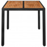 Mesa de jardín superficie de madera ratán PE negro 90x90x75 cm 3