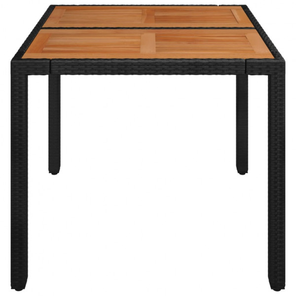 Mesa de jardín superficie de madera ratán PE negro 90x90x75 cm M 4