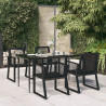 Juego de comedor de jardín 5 piezas ratán PVC negro 1