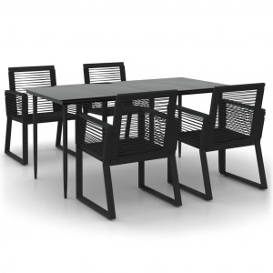 Juego de comedor de jardín 5 piezas ratán PVC negro H