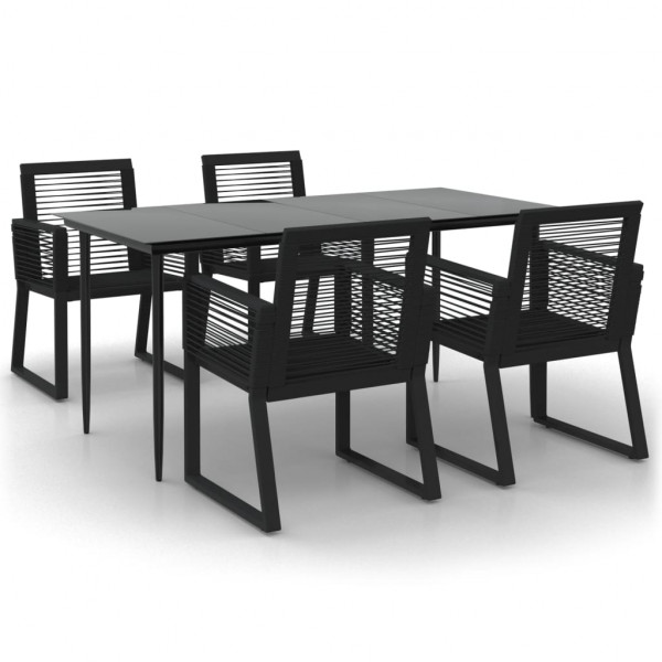 Juego de comedor de jardín 5 piezas ratán PVC negro M 2