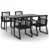 Juego de comedor de jardín 5 piezas ratán PVC negro 2