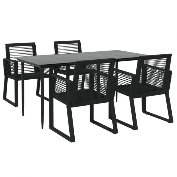 Juego de comedor de jardín 5 piezas ratán PVC negro M 3