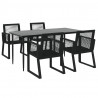 Juego de comedor de jardín 5 piezas ratán PVC negro 3