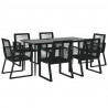 Juego de comedor para jardín 7 piezas ratán PVC negro 3