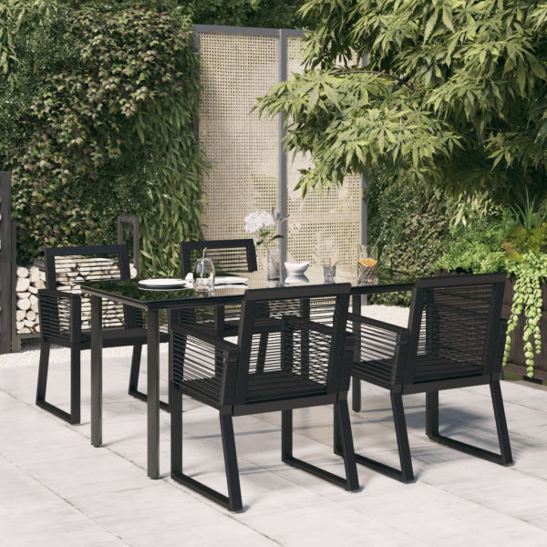 Juego de comedor de jardín 5 piezas ratán PVC negro D