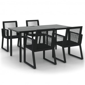 Juego de comedor de jardín 5 piezas ratán PVC negro H