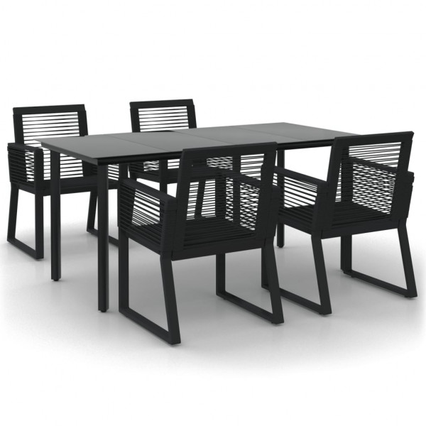 Juego de comedor de jardín 5 piezas ratán PVC negro M 2