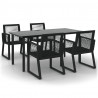 Juego de comedor de jardín 5 piezas ratán PVC negro 2