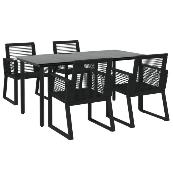 Juego de comedor de jardín 5 piezas ratán PVC negro M 3