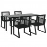 Juego de comedor de jardín 5 piezas ratán PVC negro 3