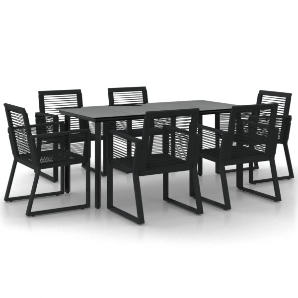 Juego de comedor para jardín 7 piezas ratán PVC negro M 2