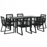 Juego de comedor para jardín 7 piezas ratán PVC negro 3