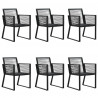 Juego de comedor para jardín 7 piezas ratán PVC negro 4