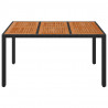 Mesa de jardín superficie de madera ratán PE negro 150x90x75 cm 3