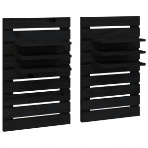 Estantes mesitas de pared 2 uds madera maciza de pino negro H