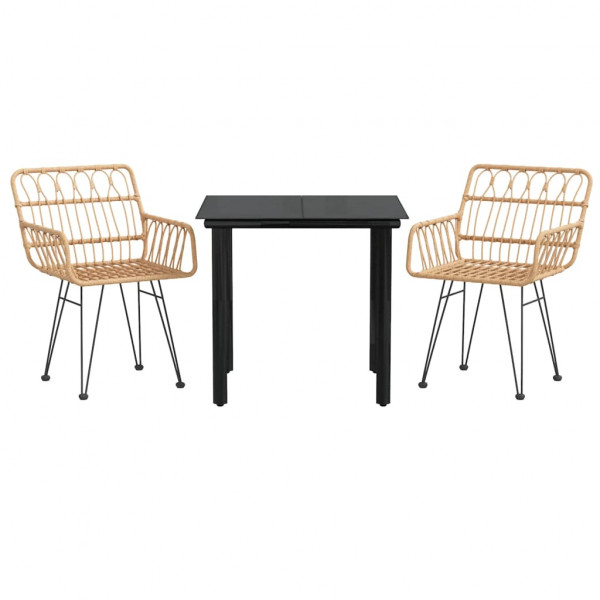 Juego de comedor de jardín 3 piezas ratán sintético M 3