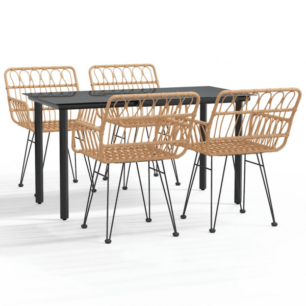 Juego de comedor de jardín 5 piezas ratán sintético M 2