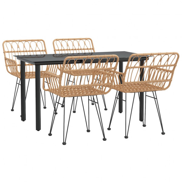 5 pcs conjunto de jantar p/ jardim vime PE M 3