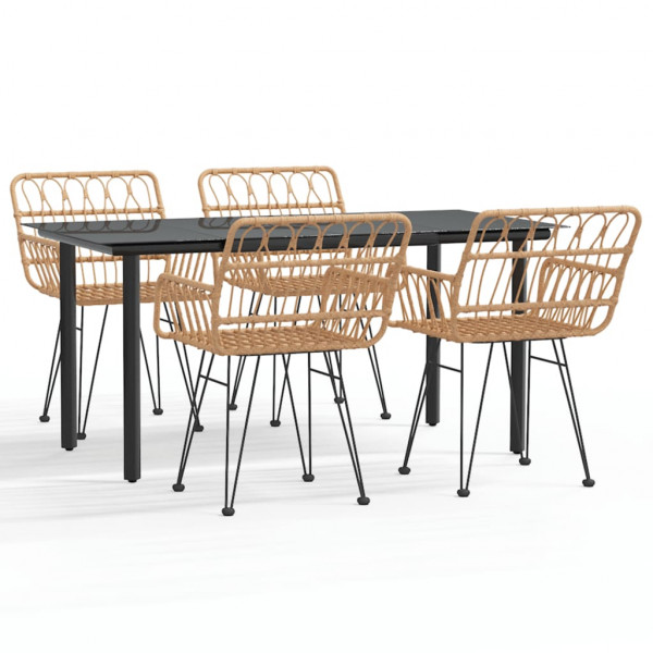 Juego de comedor de jardín 5 piezas ratán sintético M 2