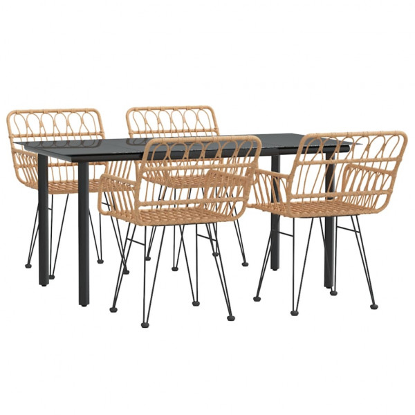 Juego de comedor de jardín 5 piezas ratán sintético M 3