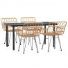 5 pcs conjunto de jantar p/ jardim vime PE 3