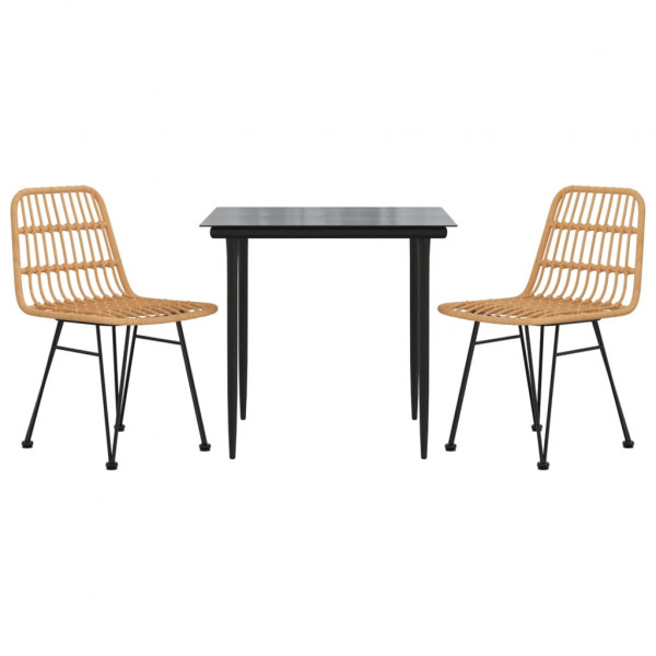 3 pcs conjunto de jantar para jardim vime PE M 3