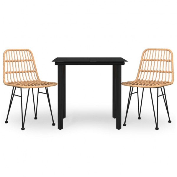 Juego de comedor de jardín 3 piezas ratán sintético M 2